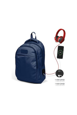 Coral High Sırt Çantası ve Beslenme Çantası Seti Lacivert - Usb Soketli