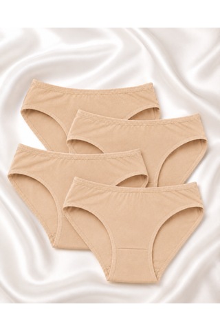 Skin Verse Penye Bikini Külot 4'lü Set Bej - Ten