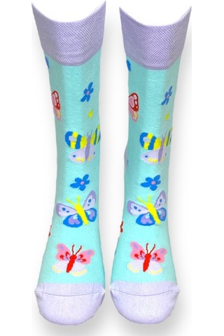 2'li Unısex Kelebek Ve Kuzu Tasarımlı Esnek Nem Alabilen Pamuklu Spor Soket Çoraplar Çok Renkli