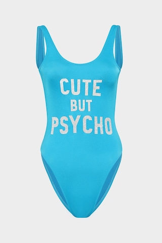 Açelyaokcu Cute But Psycho Sloganlı Push Up Mayo Mavi