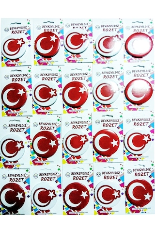 Türk Bayraği Rozeti 20`Li Set Gümüş Türk Bayraği Rozeti 20`Li Set Gümüş
