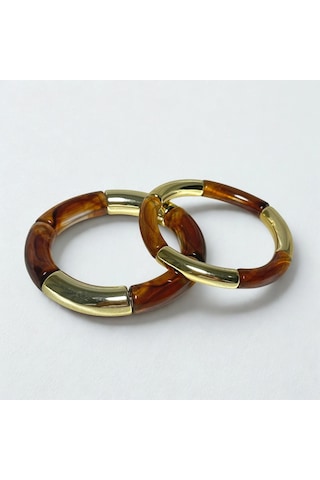 Kahverengi Gold Kemik Bileklik 2'li Gold