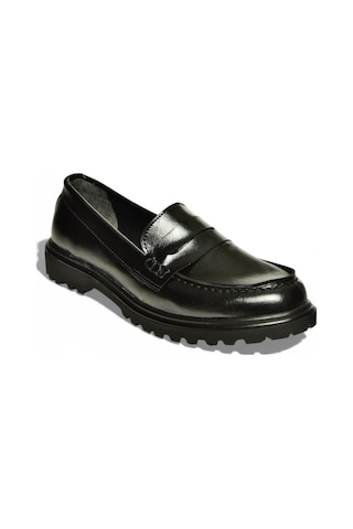 Fox Shoes Y996051060 Siyah Rustik Alçak Tabanlı Kadın Makosen Ayakkabı Siyah