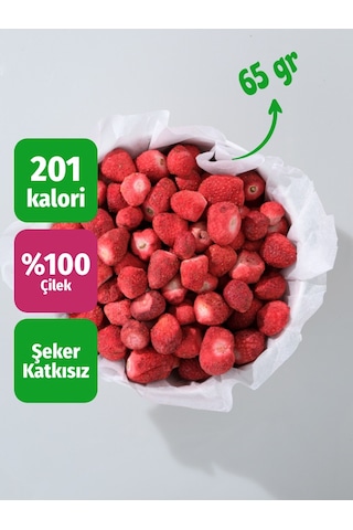 Çilek Kuru Meyve Cipsi Dondurularak Kurutulmuş Freeze Dried Çilek %100 Doğal Dev Atıştırmalık 65 Gr 65 G