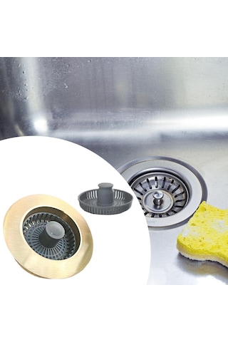 Homyl Mutfak Lavabosu Tahliye Süzgeci Hafif Paslanmaz Koku Altın