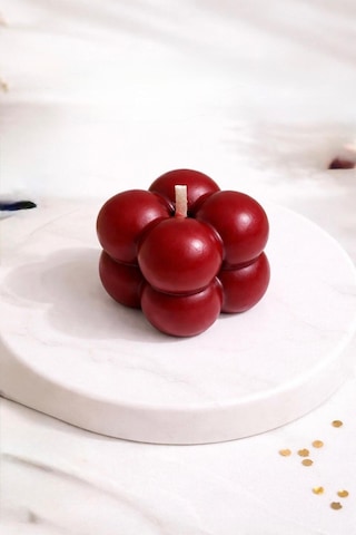 Şeffaf Kutulu Küçük Kırmızı Bubble Mum-doğal %100 Soya Wax Dekor Mum Düğün, Nişan,kına, Hediyelik Kırmızı