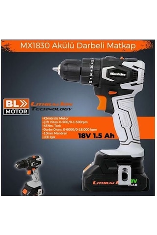 Max Extra Mx1830 Brushless 18v 2.0ah Akülü Darbeli Matkap