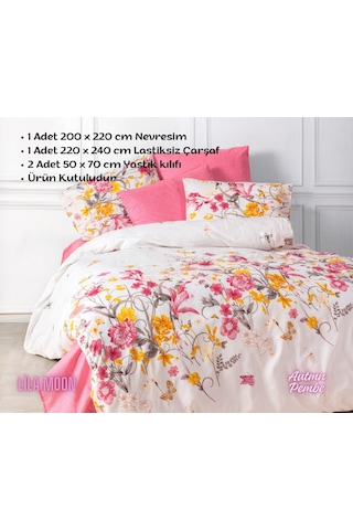 Ranforce Light Autm Pembe Çift Kişilik Nevresim Takımı Beyaz - Pembe