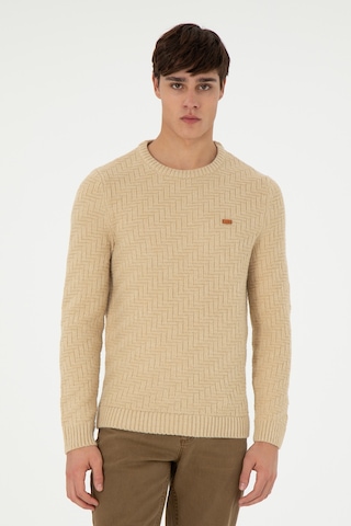 U.S. Polo Assn. Erkek Slim Fit Bisiklet Yaka Kum Kazak 50297050-VR085