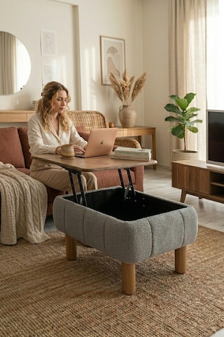 Ester Sandıklı Mekanizmalı Orta Sehpa/bench, Gri