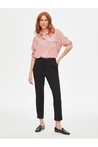 Faik Sönmez Önü Dikişli Slim Fit Örme Kadın Pantolon 00089 Siyah