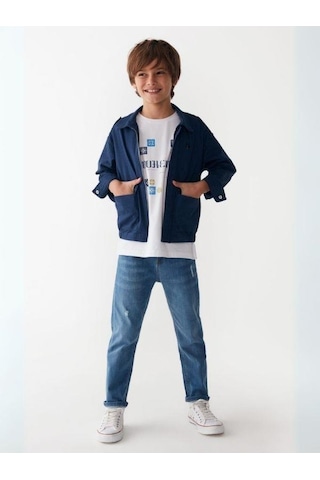 Nk Kids Çocuk Esnek İnce Kumaş Kot Pantolon-15878 Mavi