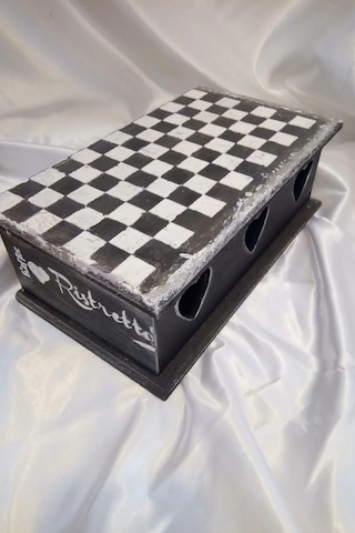 Sevgili Hediye Kutusu Dama Satranç Sevgililer Günü Ahşap El İşi Hand Made Mücevher Kutusu Orta Boy