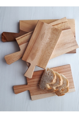 Cilalı Tahta Saplı Ahşap Kesme Tahtası 16x35cm Ahşap