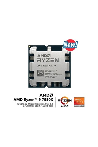 Ryzen 9 7950x Tray 4.5 Ghz 16 Çekirdek 80mb Cache Am5 Soket 5nm İşlemci Kutusuz