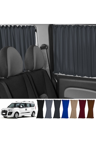 Pandami Fiat Doblo Iı Uzun Şase 2010-2023 Uyumlu Füme Raylı Oto Perde Takımı