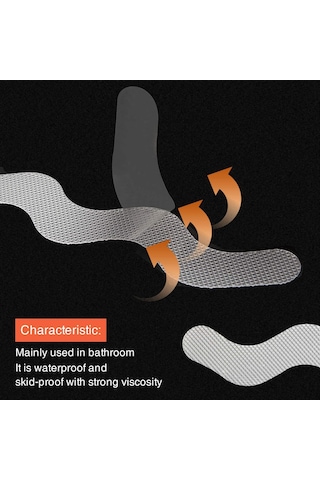 Symbee Banyo Kolu Kaymazsız Bandı Peva Dalgalı Desenli Su Geçirmez Anti-kayma Bant 12 Adet 2x20cm Şeffaf