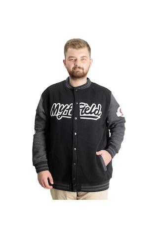 Mode Xl Büyük Beden Erkek Kolej Mont My Field 23626 Siyah 001