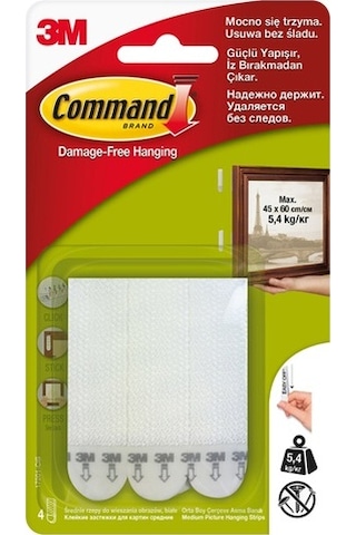 3M Command 17201 Orta Boy Resim Asma Şerit Cırt Bantları