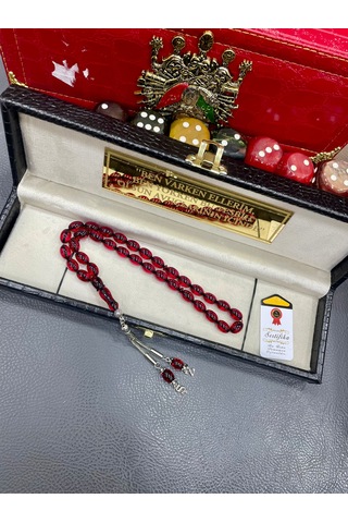 Tesbih Hanesi Ateş Kehribar Tesbih Harfli Kişiye Özel Seri Sıkma Kehribar Tesbih Usta Işi Tesbih Gümüş Kaplama Hediye Kırmızı