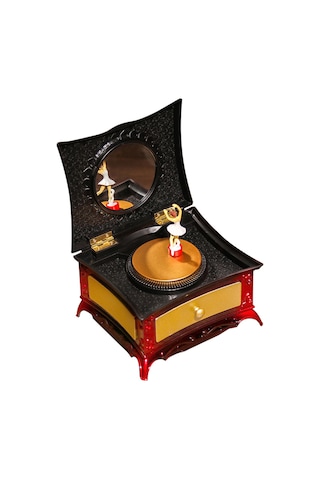 Vkemall Müzik Kutusu Muslady Dans Eden Kız Müzik Kutusu Tuvalet Masası Müzik Mücevher Kutusu Retro Ev Kırmızı