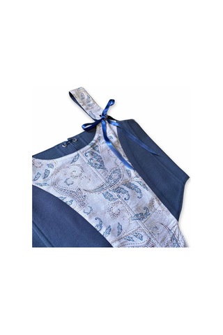 L'aura Corset İndigo Paisley Desenli Çift Taraflı Bayan Korse Lacivert