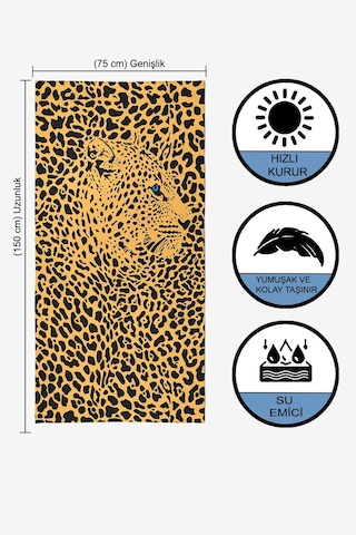 Leopar Desenli Dijital Baskılı 75x150 Cm Plaj Havlusu