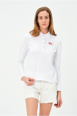 Msw Kadın Uzun Kollu Türkiye Cumhuriyeti 100.yıl Özel Polo Yaka T-shirt Beyaz