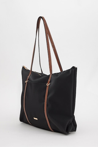 Lovelystore Çift Saplı Paraşüt Kumaş Büyük Boy Shopper Çanta Üniversite Ofis Anne Bebek Omuz Çantası 47x30x15 Siyah