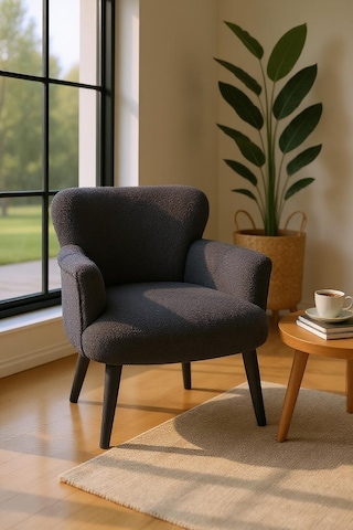 Roma Berjer - Modern Tekli Koltuk - Welsoft Yumuşa Kumaş Antrasit