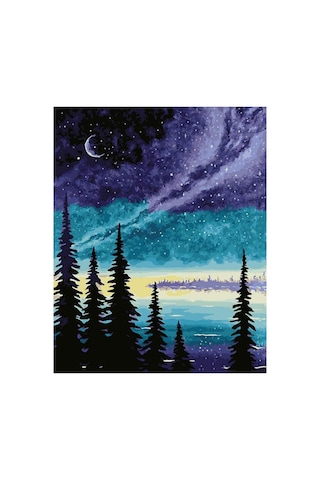 Silüet Ağaçlar Çerçeveli 50x65 Sayılarla Boyama Hobi Seti