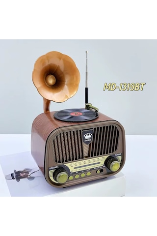 Ultratekno Md-1319bt Nostaljik Gramofon Görünümlü Fm Radyo Retro Ahşap Bluetooth Hoparlör