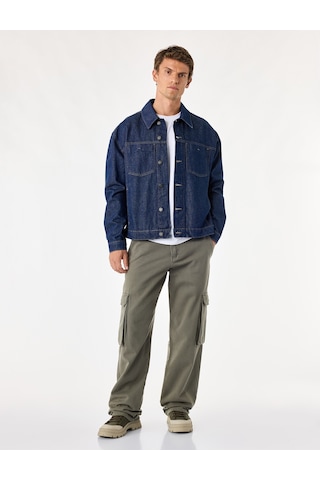 Koton Rahat Kalıp Pamuklu Uzun Kollu Klasik Yaka Çift Cepli Düğmeli Denim Ceket Raw 7wam50019nd 63x