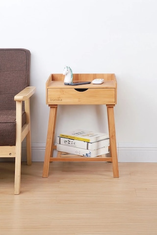 İronika Bambu Çekmeceli Dekoratif Lüx Komodin Bambu Çekmeceli Sehpa Ahşap