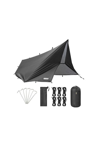 Haegs Su Geçirmez Tarp Tente Gölgelik Örtü, 4 Mevsim Taşınabilir Örtü Branda Çok İşlevli Outdoor Açık Hava Kamp Seyahat Tente Branda Barınak Yağmurluk, Güneşlik Karavan Yan Gölgelik Çadır 300x400 Cm - Siyah