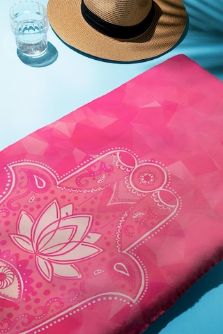 Dijital Baskı Plaj Deniz Havlusu Hamsa Lotus Mandala Desenli Peştamal Hvl0218 Renkli