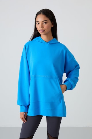 Tommy Life Mavi Balon Kol Yazı Nakışlı Kadın Oversize Tunik Sweatshirt - 97163 Mavi