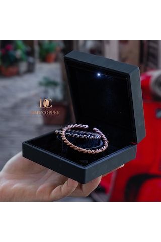 Dmt Copper Home %100 El Yapımı Bakır Bileklik,doğal Antibakteriyel Bakır Bileklik, Sağlık Dostu 2 Li Takım Işıklı Kutulu Bakır