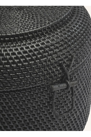 Aquanova Cıno Depolama Sepeti 8 L, Rattan, Kapaklı, 24 Cm Yükseklik, 33 Cm Çap Çamaşır Sepeti Siyah 35 X 26 Cm