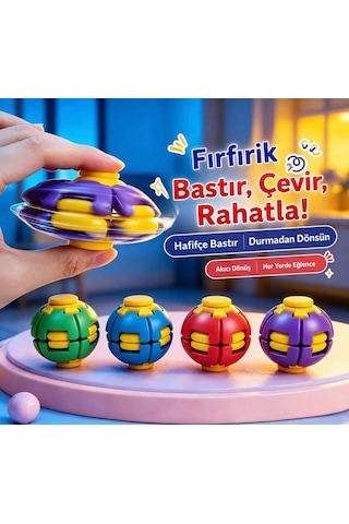 Spin Ball Bas Döndür Stres Giderici Işıksız Renkli Mekanizmalı Fidget Spinner Top Oyuncak Fırfırik 7 Cm