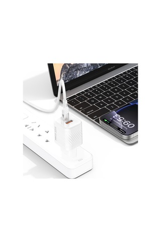 Recci Rc83ecc Gan Teknolojili Hızlı Şarj Başlığı Usb-a To Type-c Pd 35w Kablolu Şarj Seti Beyaz