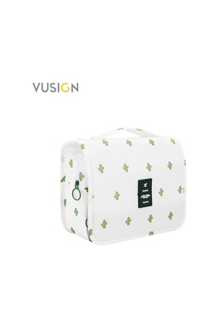 Vusign Vusıgn Kozmetik Saklama Çantası Seyahat Makyaj Organizer Çanta 24x9x20 Cm Beyaz Çiçek Desenli