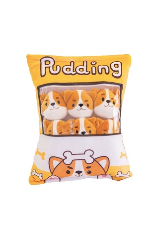 Pudding Peluş Yastık - 8 Mini Peluş - Oyuncaklı Yastık Sevimli Oyuncak Tasarım Obje Yatak Odası Çok Renkli