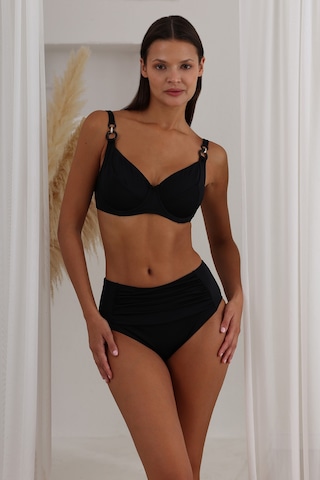 Lapıeno Aksesuarlı Balenli Büyük Beden Bikini Takım 4255 Siyah