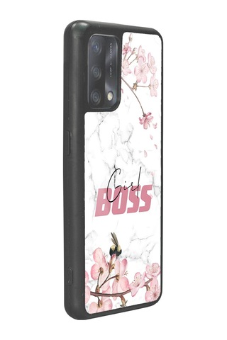 Oppo A74 Sakura Girl Boss Tasarımlı Glossy Telefon Kılıfı Siyah