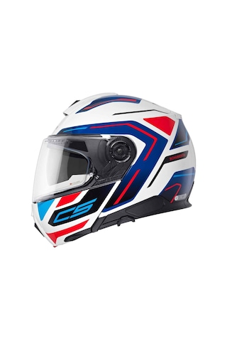 Schubert C5 Omega White Çene Açılır Motosiklet Kask Beyaz - Mavi - Kırmızı