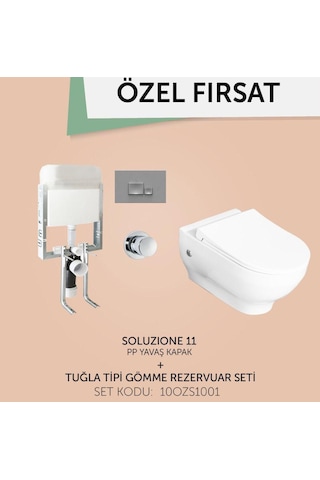 İsvea Kanalsız Asma Klozet + Gömme Rezervuar Seti 5 Parça Set