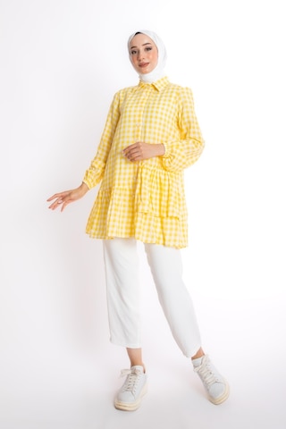 Ekose Sarı Tunik Çok Renkli