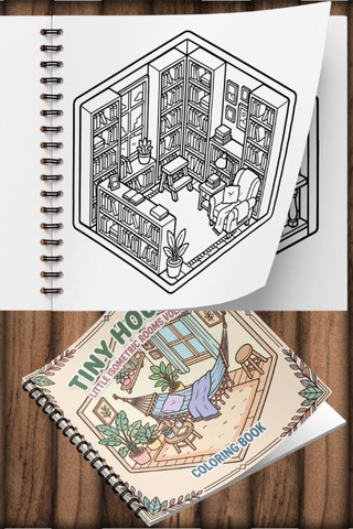 Little Tiny Isometric Rooms Iı 20x20 Cm Büyük Boyama Kitabı, Çocuklar Ve Yetişkinler İçin