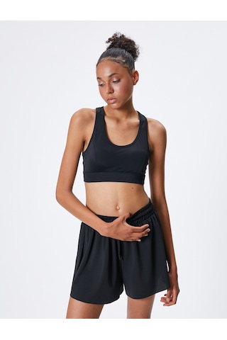 Koton Sporcu Sütyeni U Yaka Kaplı Tül Detaylı Slim Fit Siyah 4sak30048nk Siyah